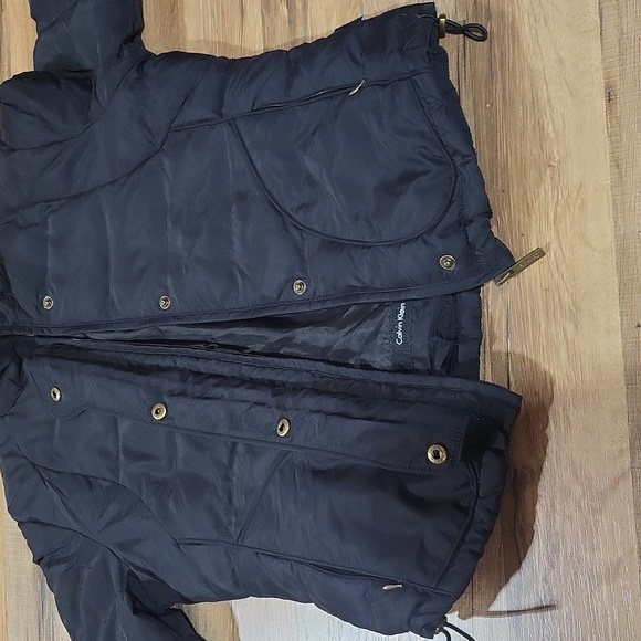 CALVIN KLEIN Black Full Zip Puffer Nylon Coat w/ Toggle Waist & Adjustable Cuffs - Picture 7 of 16